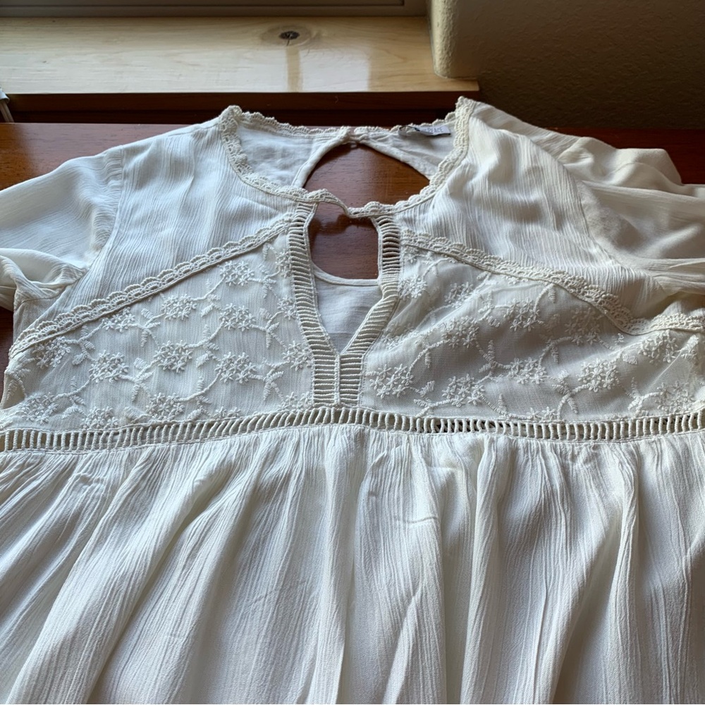Patrons of Peace White Dress M Lace Crochet Boho Festival Cutouts - Picture 10 of 13